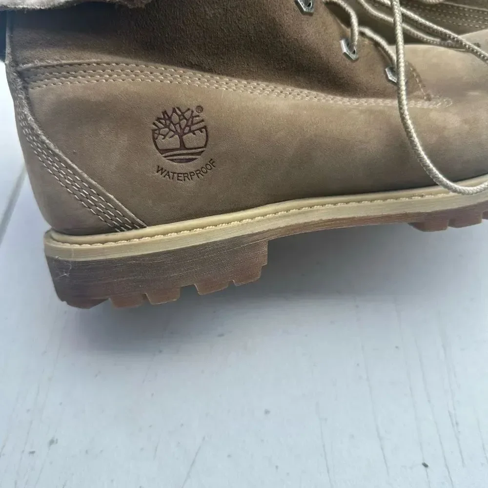 Timberland Tan Fold-Over Shearling Boots